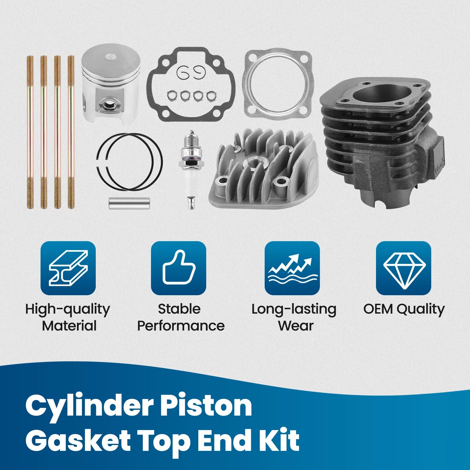 Cylinder Head Piston Gasket Top End Kit for Polaris Scrambler 90 (2001–2003)