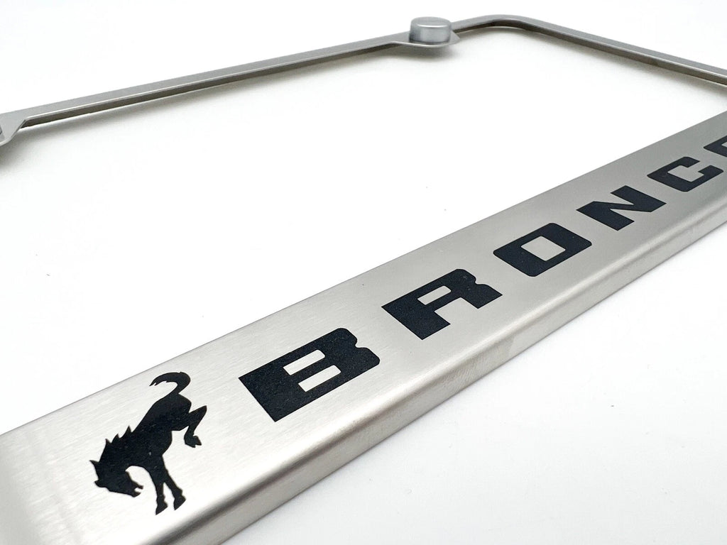 Brushed Stainless License Plate Frame for Ford Bronco (2021–2025) Script Logo