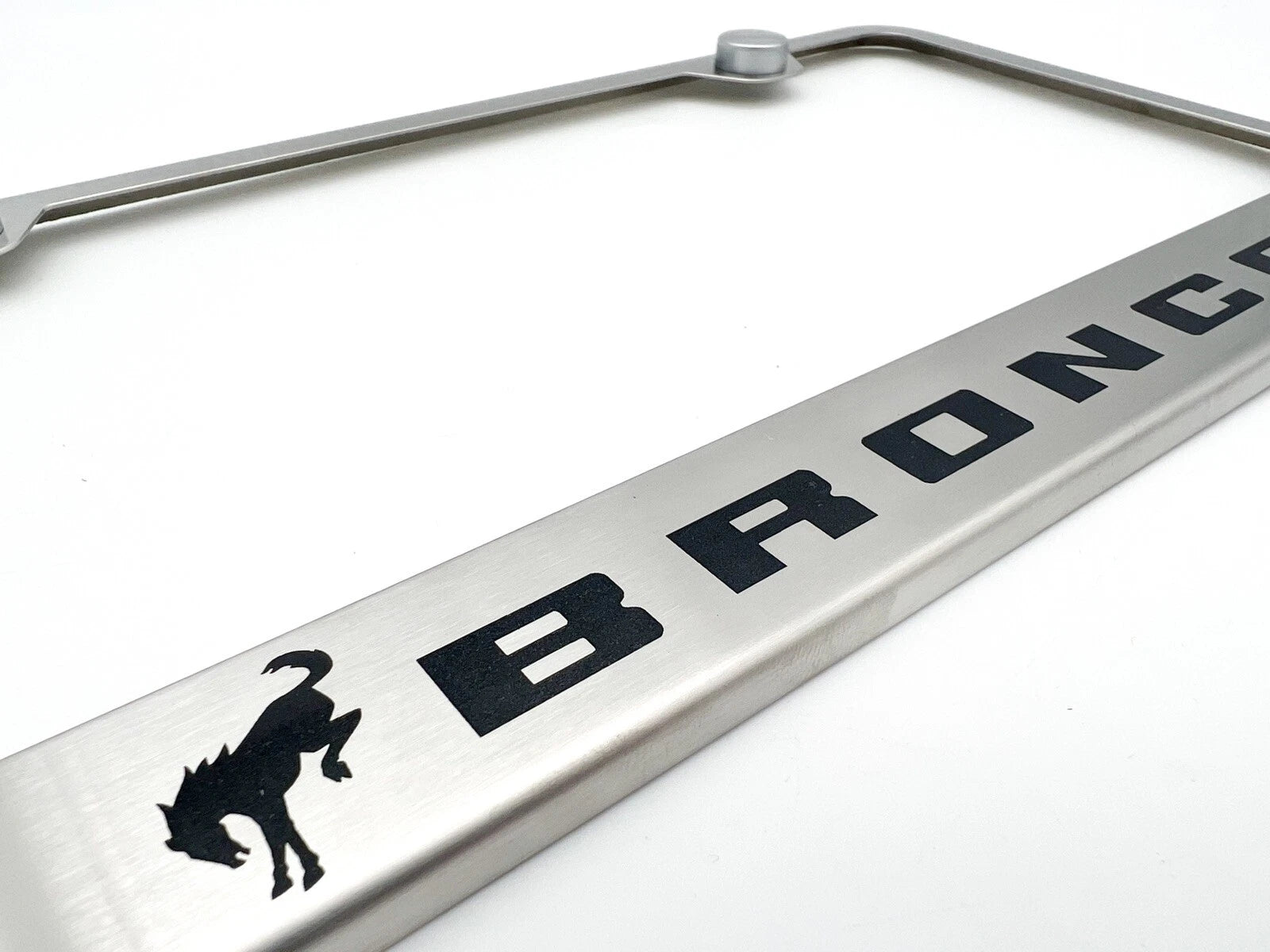 Brushed Stainless License Plate Frame for Ford Bronco (2021–2025) Script Logo
