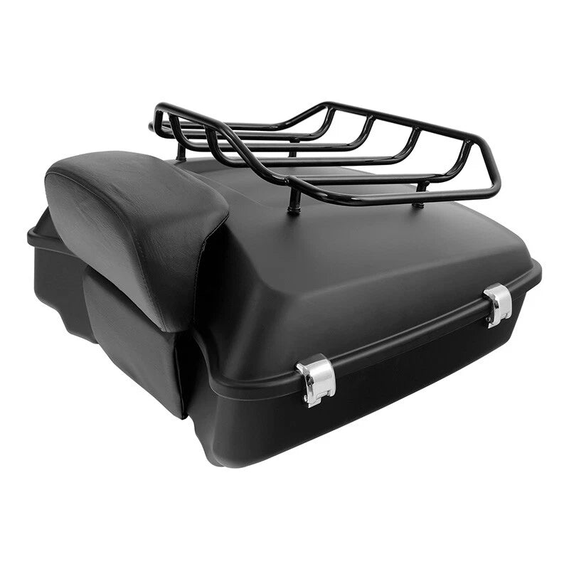 Matte Black Chopped Trunk Backrest Luggage Rack for Harley Road King (2014–2026)