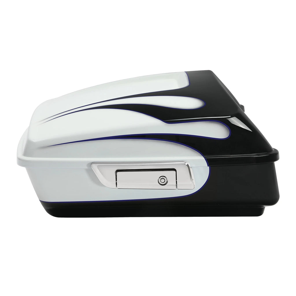 Chopped Trunk for Harley Touring (2014–2023) White Amethyst Black Licorice Flames