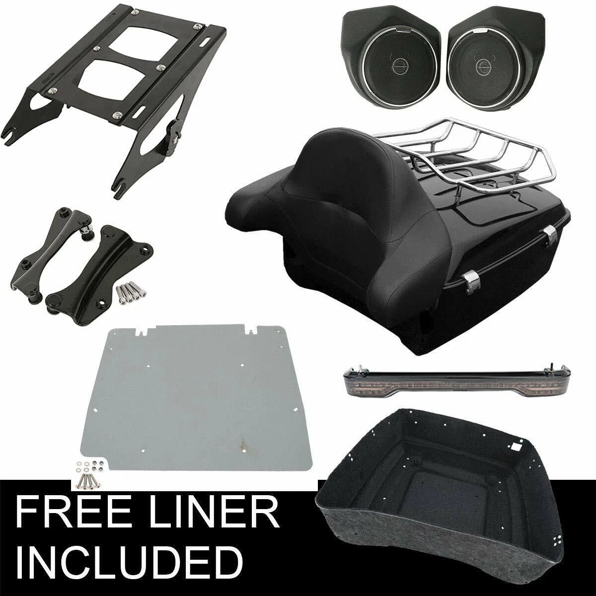 Trunk Pad Mount Rack Speakers for Harley Touring Road Glide (2014–2023)