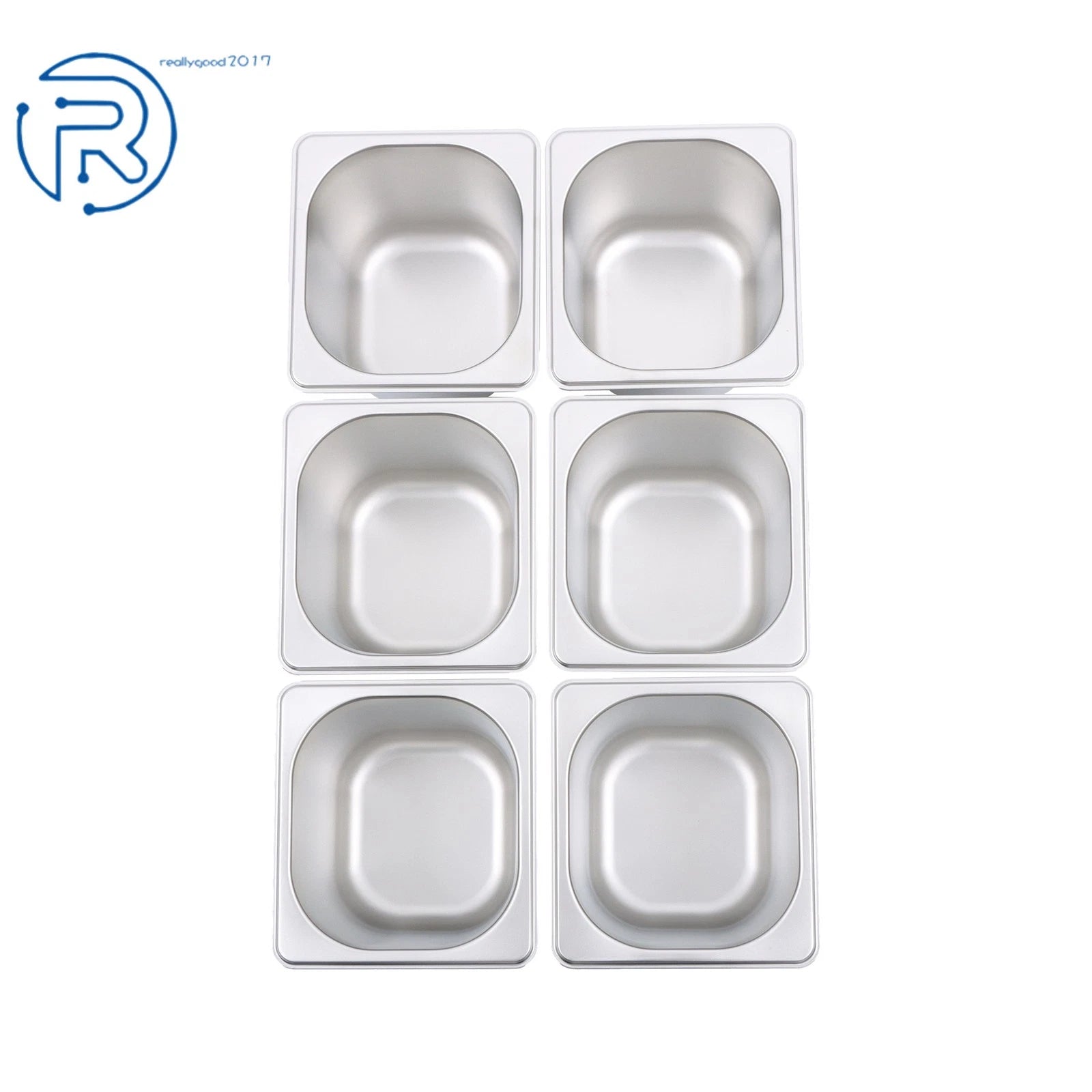 Set of 6 Stainless Steel Hotel Pans 1/6 Size 6" Deep Dishwasher Safe