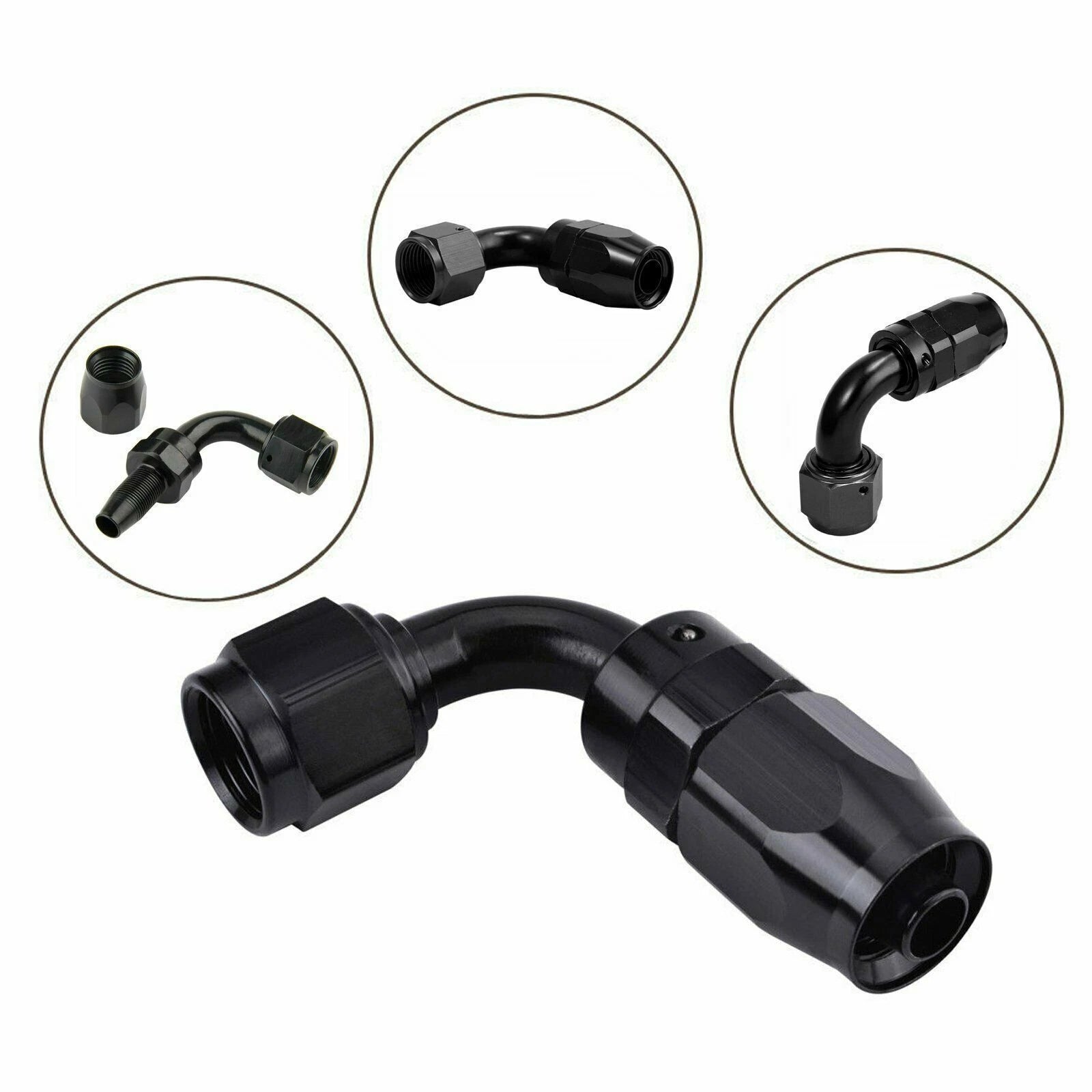 2X 6AN AN6 90 Degree Swivel Hose End Fitting Adapter for Oil/Fuel Line