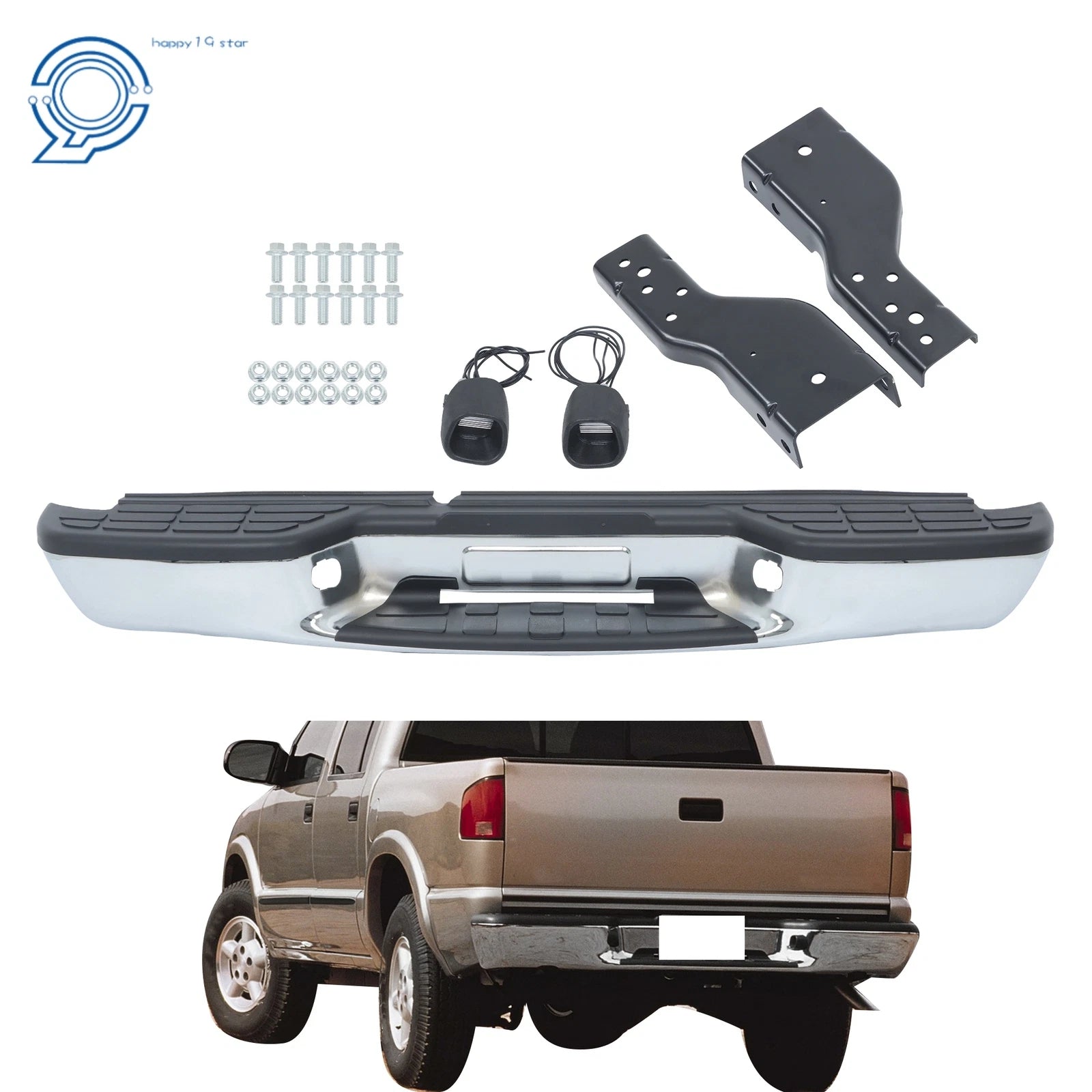 Chrome Rear Step Bumper for Chevy S10 Sonoma Fleetside (1998–2004)