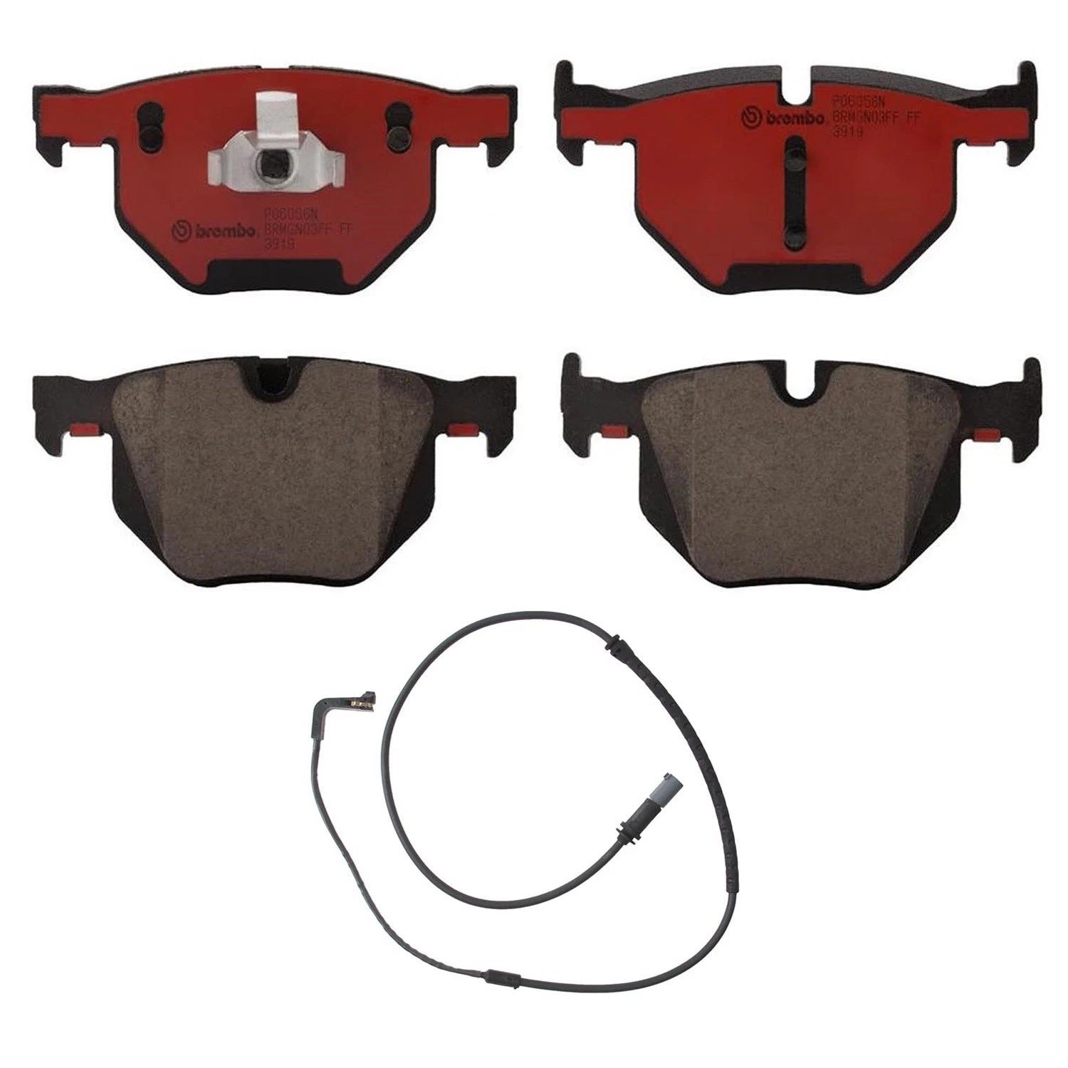 Set of 4 Brembo Rear NAO Ceramic Brake Pads with Sensor for BMW X5 (2007–2009)