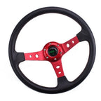Deep Dished Red Racing Steering Wheel with Quick Release Adapter Kit