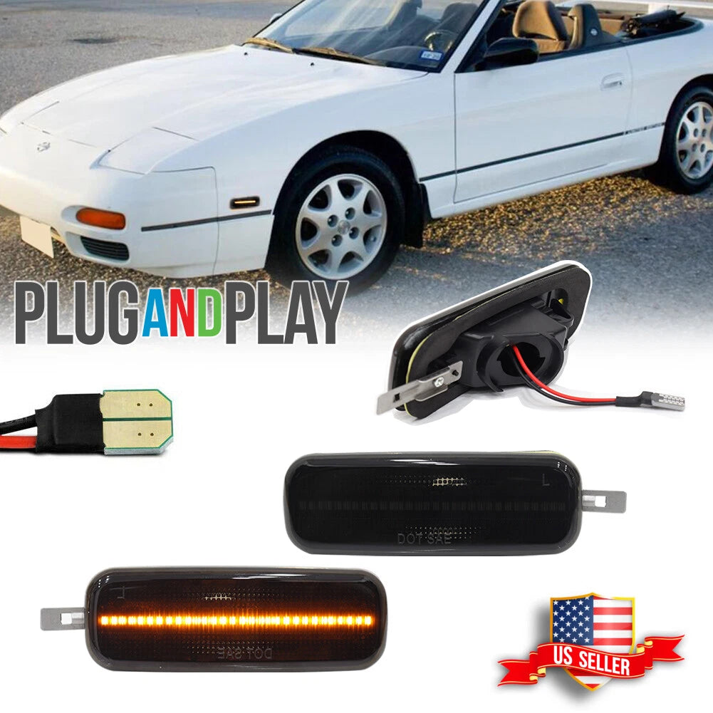 Smoked LED Front Side Marker Lights for Nissan 240SX S13 (1989–1994)
