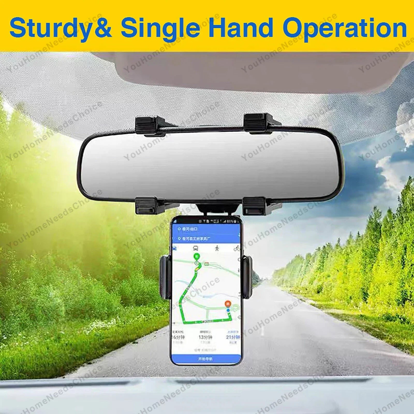 360�� Rotation Phone Holder Rear-view Mirror Mount for Car Truck Smartphone GPS