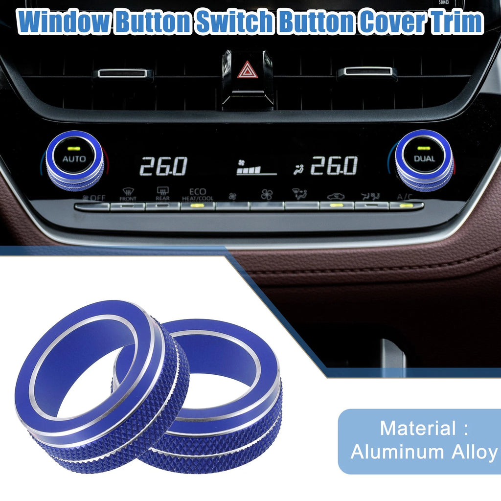 Set of 2 AC Control Switch Knob Cover Trim for Toyota Corolla (2020–2022) Blue