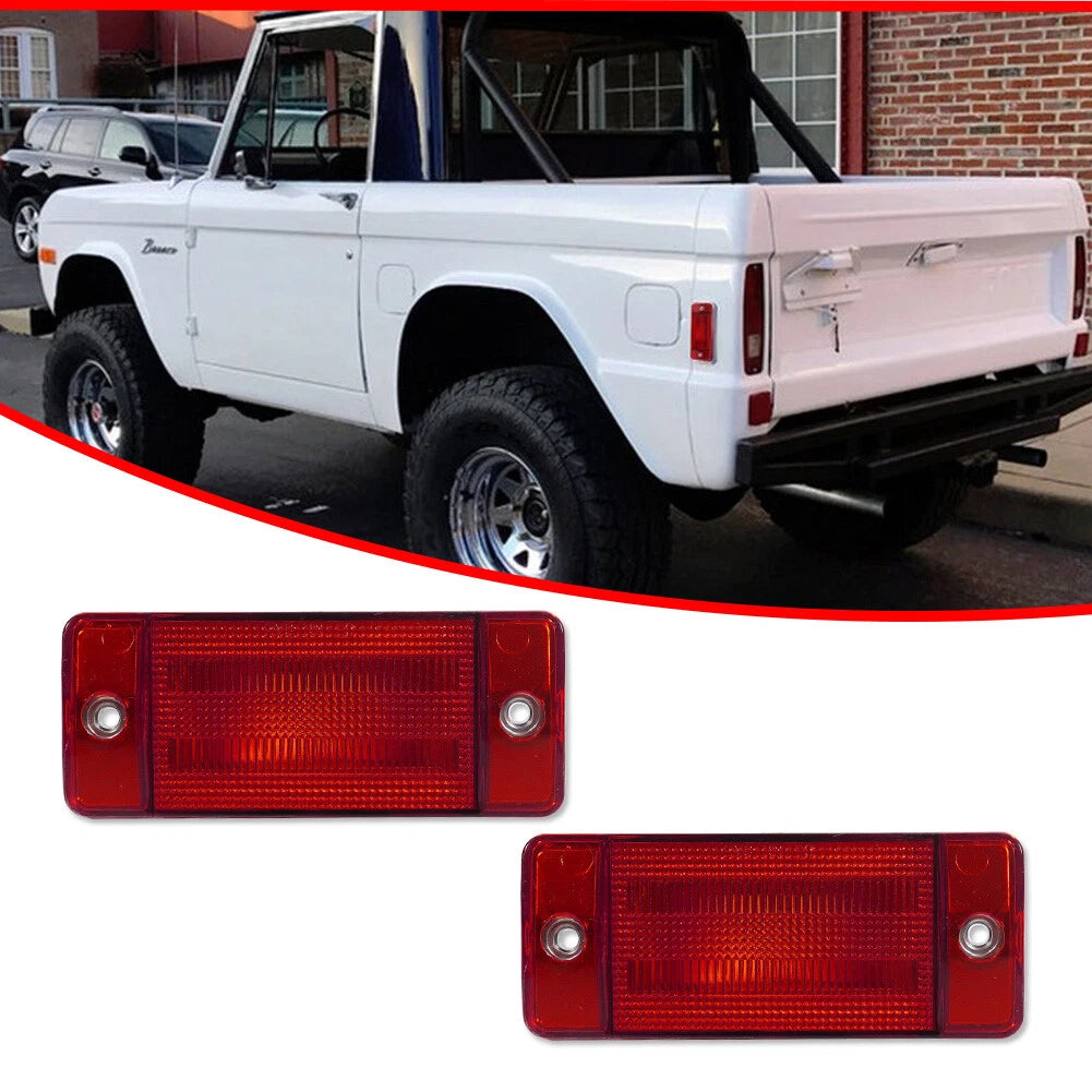 2X Red Lens Rear Side Marker Lights for Ford Bronco (1970–1977) & F-Series (1969–1972)