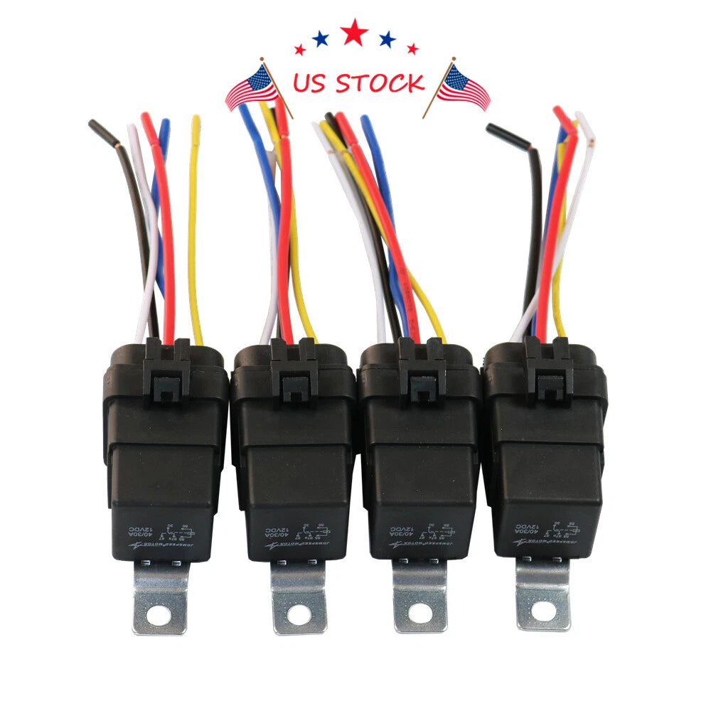 Set of 4 Heavy Duty 5 Pin 12V Car Auto Relay Waterproof Socket for Vehicles