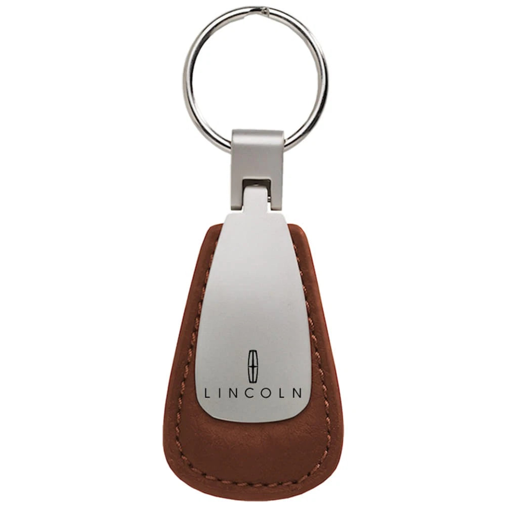 Brown Leather Teardrop Keychain - Officially Licensed for Lincoln