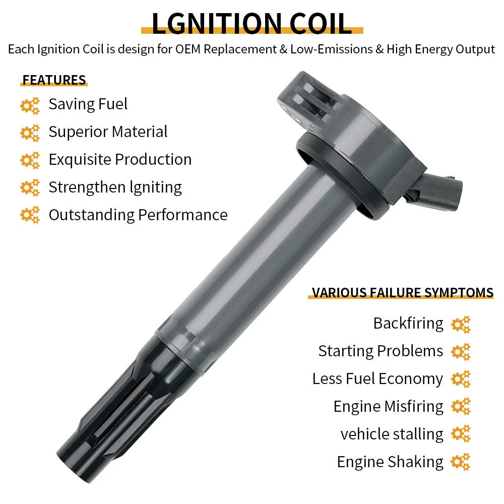 6X Ignition Coil & Spark Plug for Toyota Venza V6 3.5L (2009–2015) 90919-02251