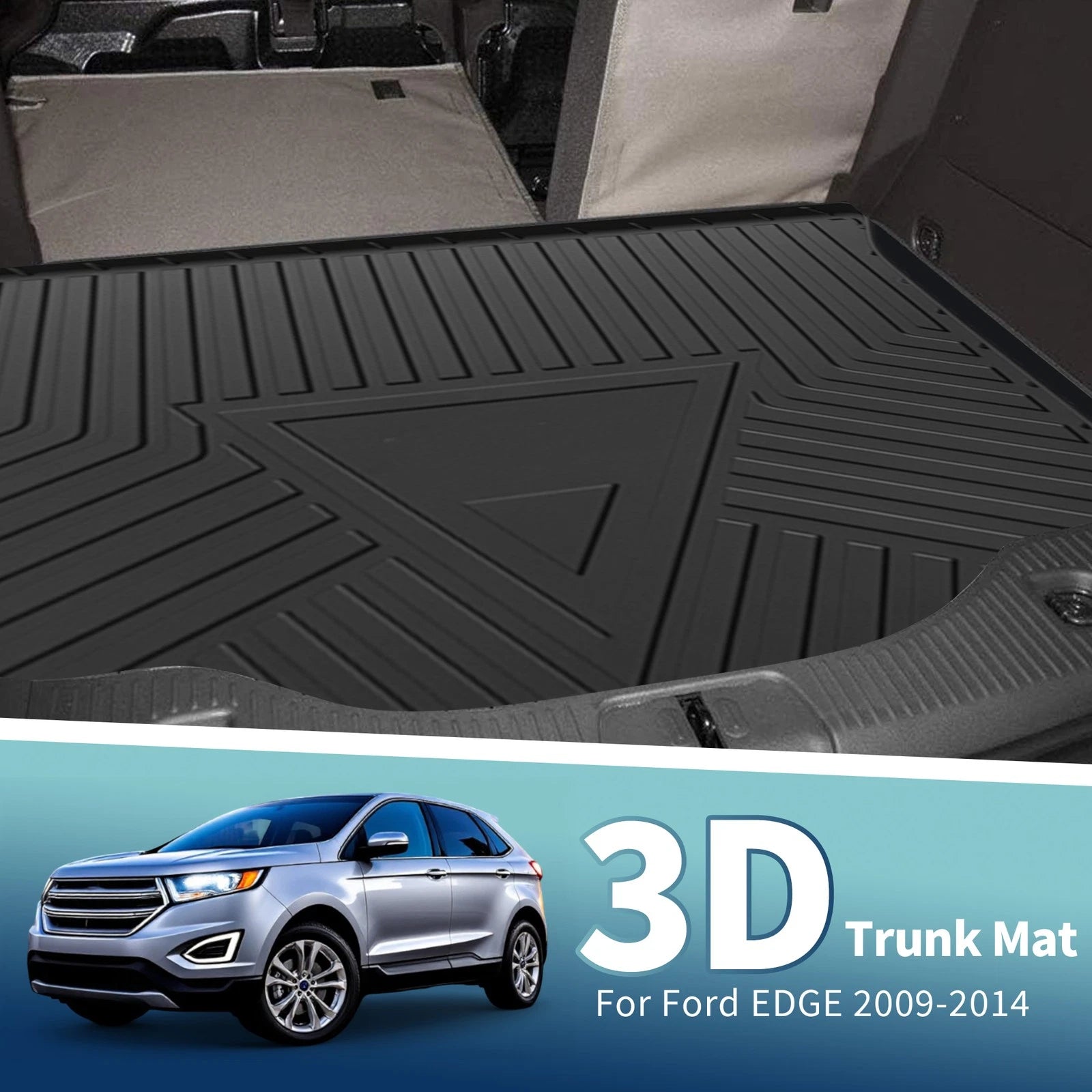 Cargo Liner Rear Trunk Mat for Ford Edge (2009–2014) TPE 1 Pc