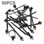50 Pcs Black Nylon Cable Strap Push Mount Wire Tie Retainer Clip
