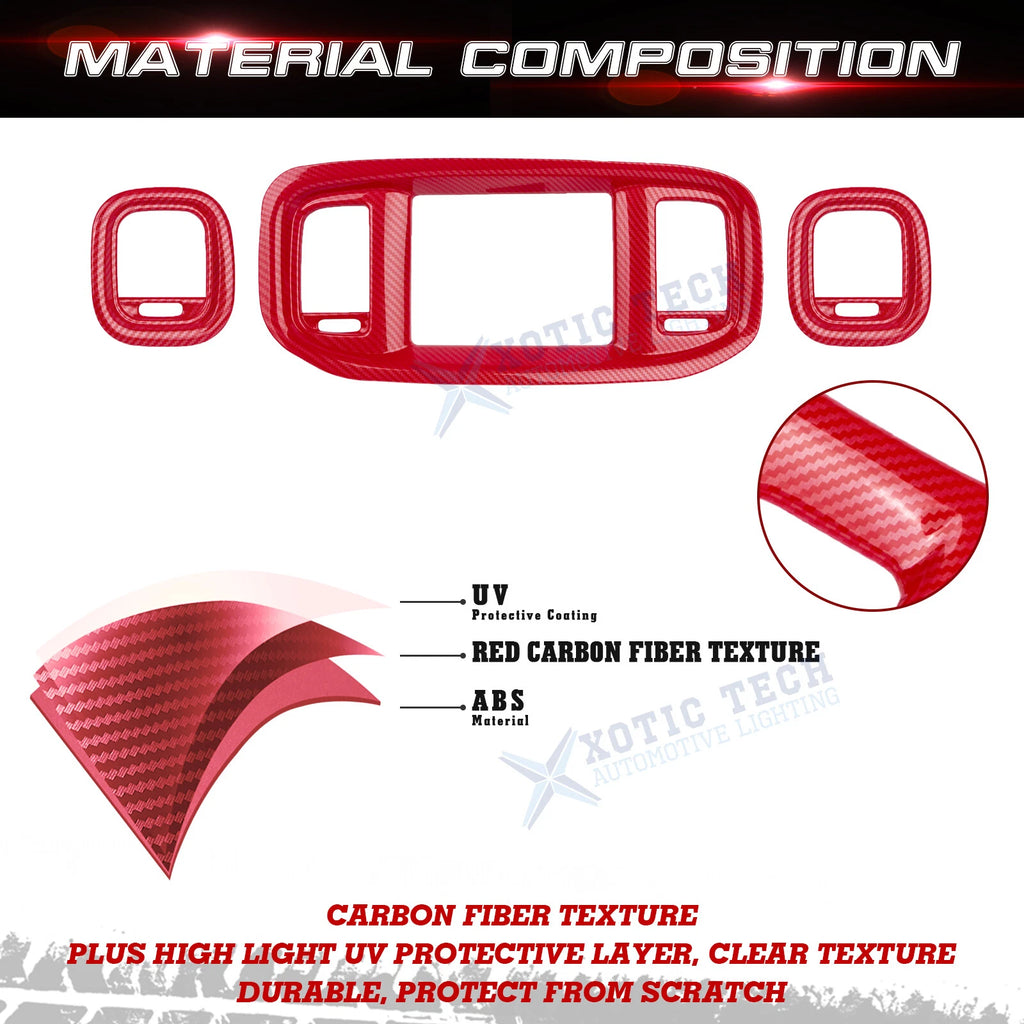 Red Carbon Style Dash Air Vent Outlet Cover for Dodge Charger (2015-2023)