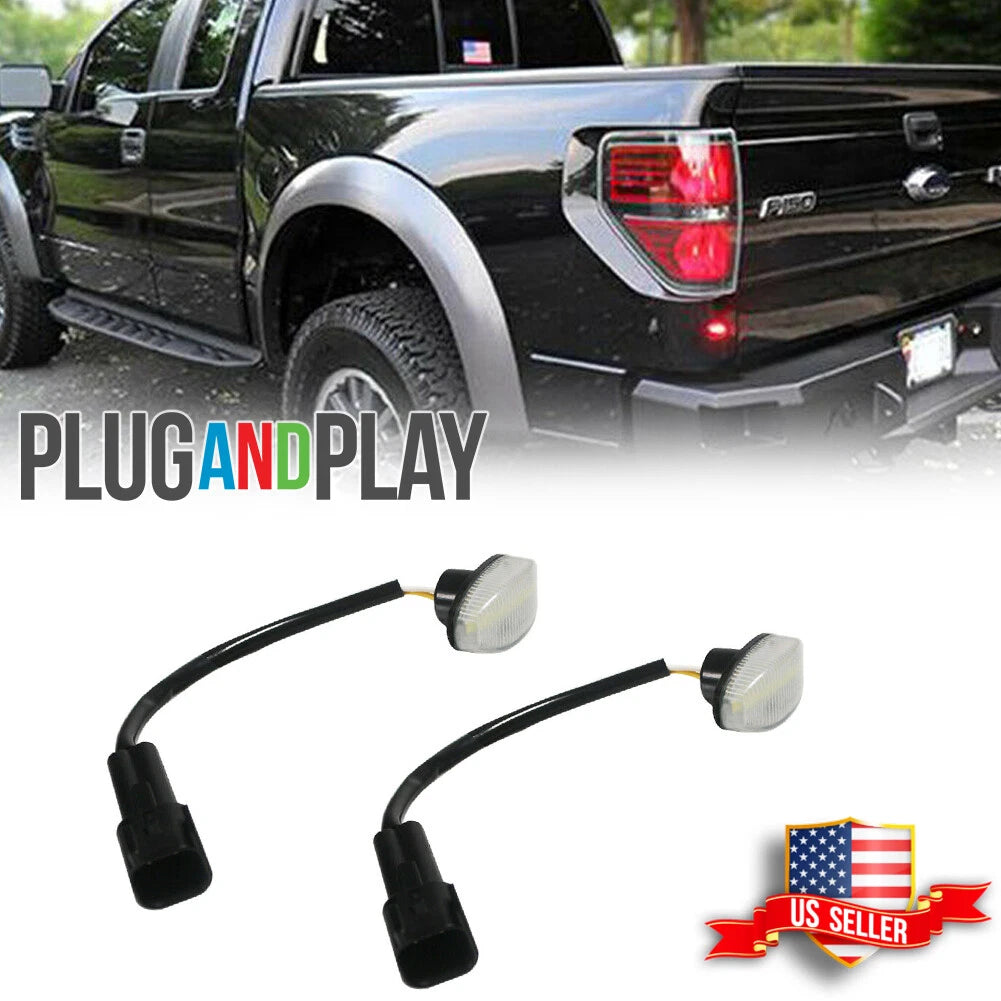 Clear Red LED Rear Bumper Side Marker Lights for Ford F150 Raptor (2010–2014)
