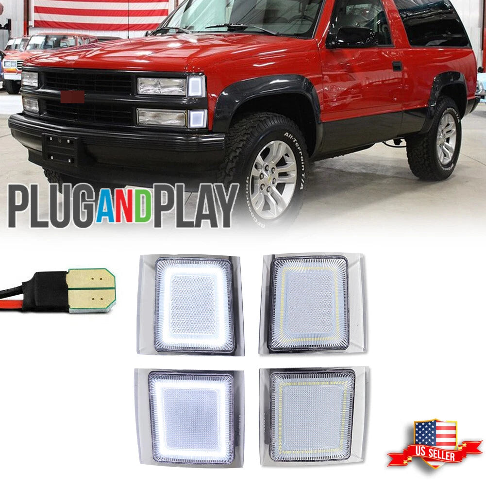 Clear White LED Front Side Marker Light for Chevy C/K 1500 2500 3500 (1994–1998)