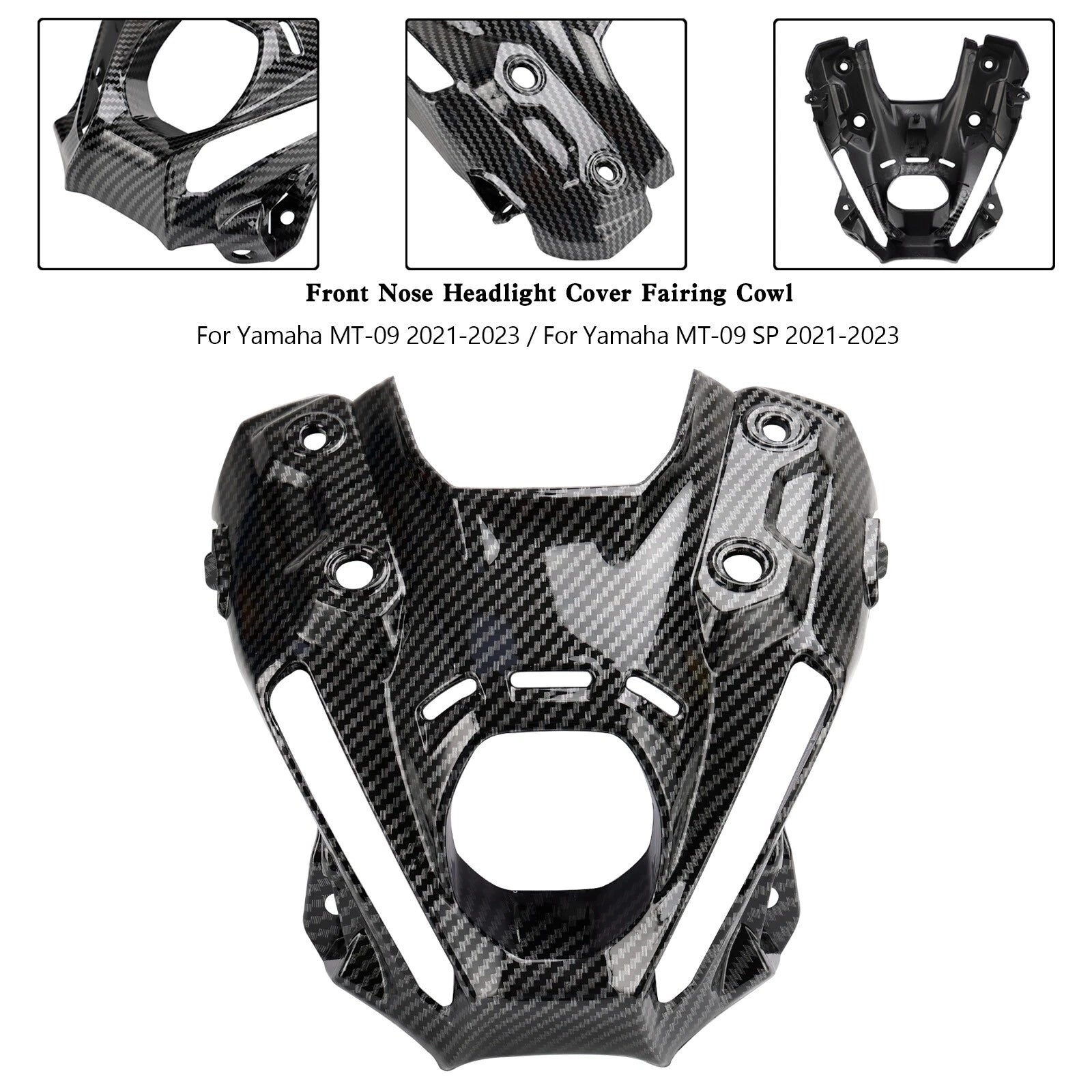 Front Nose Headlight Cover Fairing for Yamaha MT-09/MT-09 SP (2021–2023) Carbon