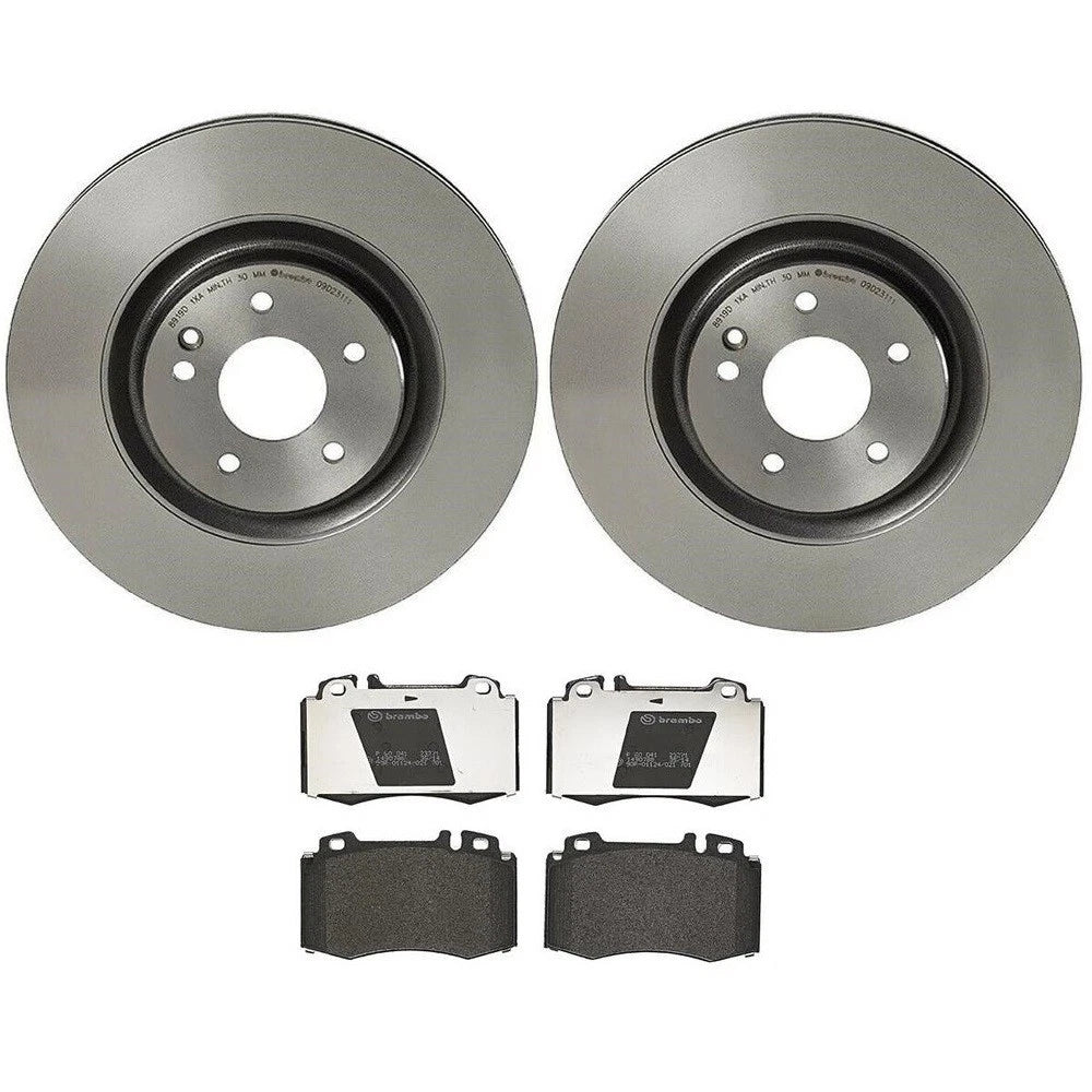 Brembo Front Brake Kit 334mm Disc Rotors Low-Met Pad Set for MB R129 SL500 SL600 (1990–2002)