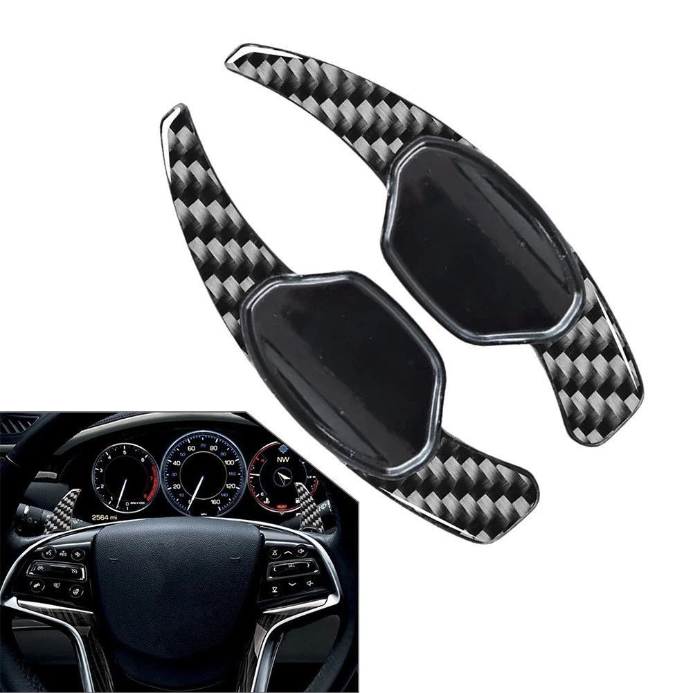 2X Steering Wheel Shift Paddle Extensions Carbon Fiber for Cadillac XTS (2013–2019)
