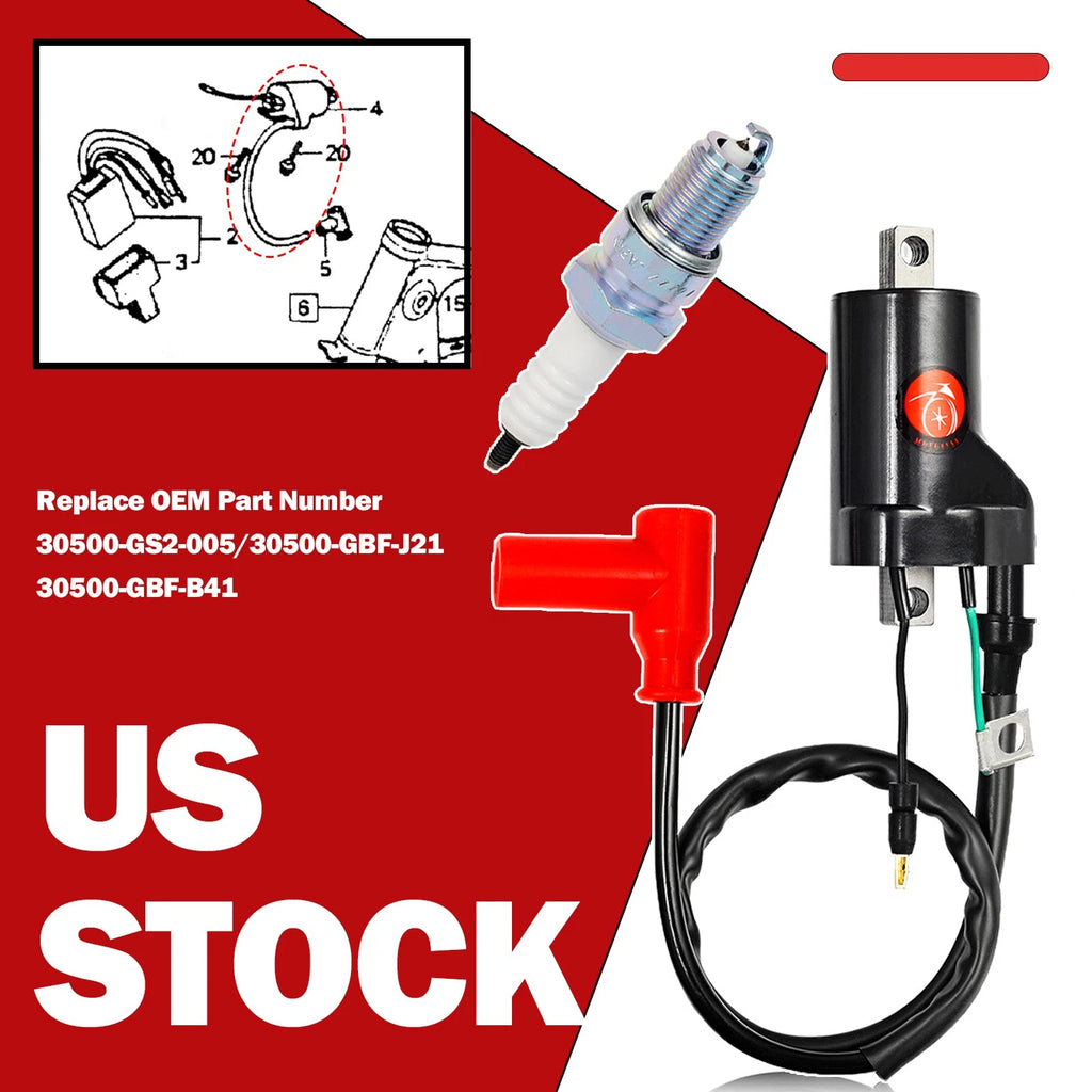 Ignition Coil Spark Plug for Honda CR80R CR85R (1987-2007)