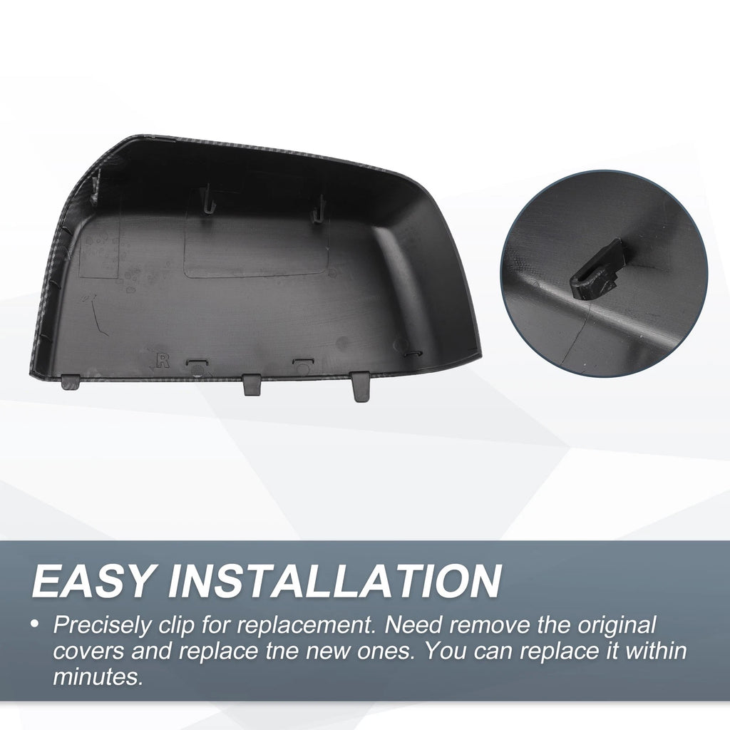 Set of 2 Rearview Mirror Cover Caps Black Carbon Fiber for Chevrolet Colorado 