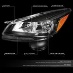 Pair of Black Housing Amber Side Headlights for Ford Escape (2013–2016)