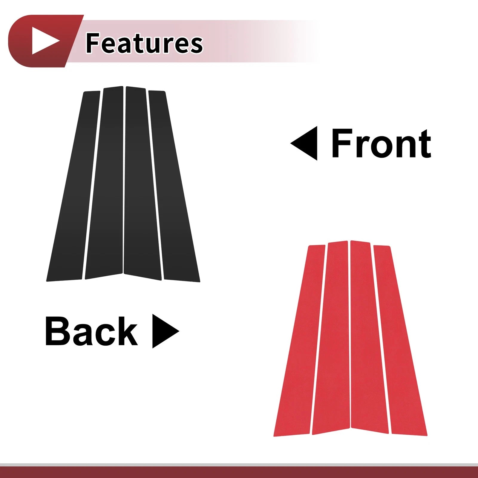 Set of 4 Door Pillar Window Trim for KIA Carens (2007–2012) Black
