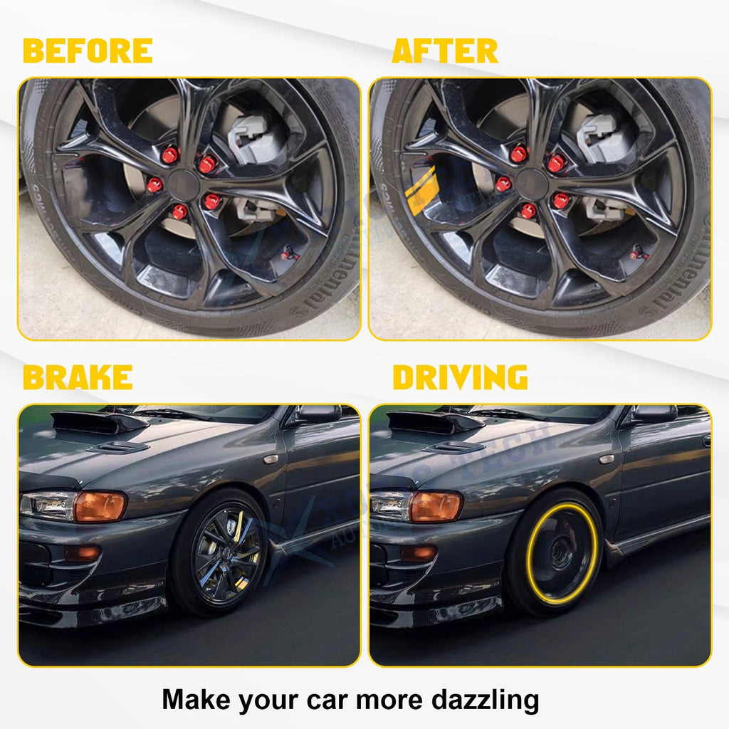 Yellow Tire Rim Warning Mark Decals for 18-21 Inch Wheels (Set)