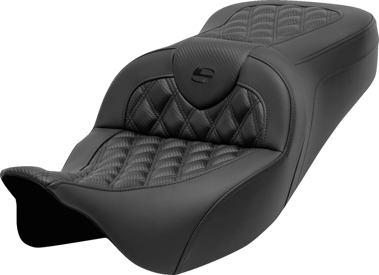 SADDLEMEN Roadsofa Seat for Harley FL (without Backrest, Lattice Stitch, Carbon Fiber)