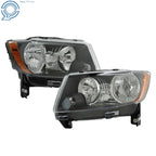 Headlight Assembly Set for Jeep Grand Cherokee (2011-2013) Black Halogen
