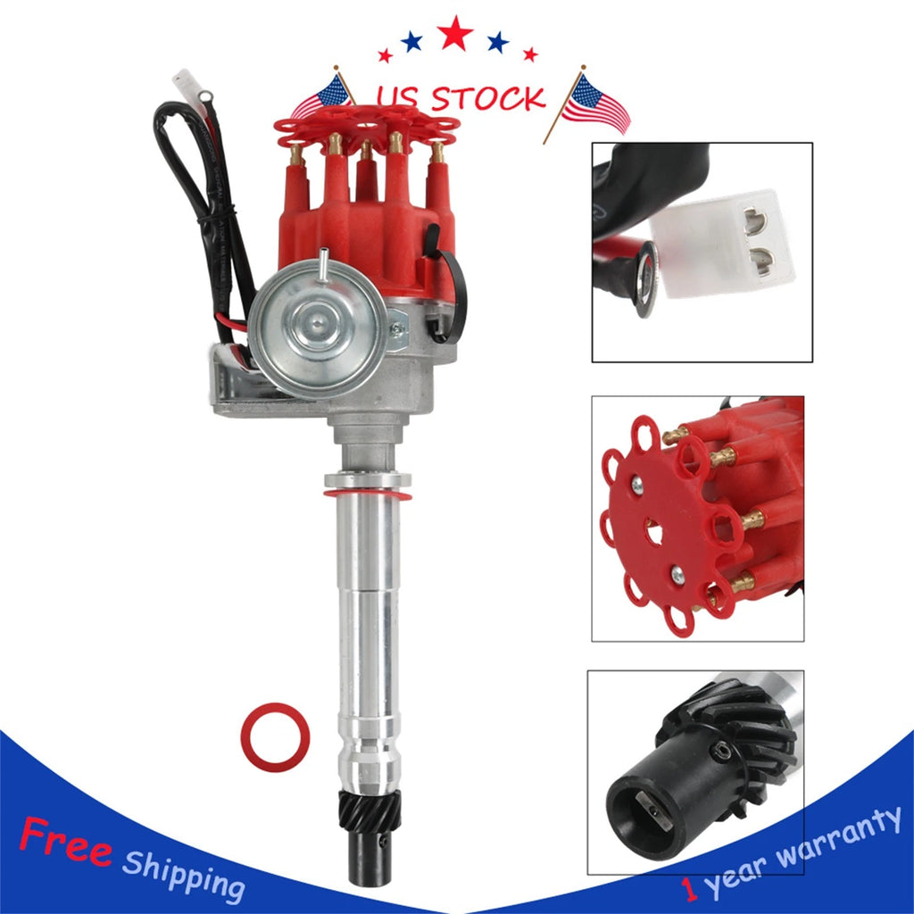 Ignition Distributor with Cap & Rotor for Chevy SBC BBC V8 (283–454)