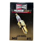 Set of 6 Champion 2412 Marine Premium Gold Spark Plugs for Marine Engines