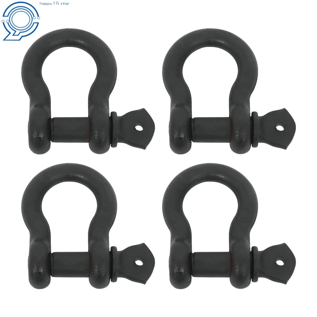 Set of 4 Bow-Shaped D Ring Shackles 3/4" Screw Pin 4.75 Ton