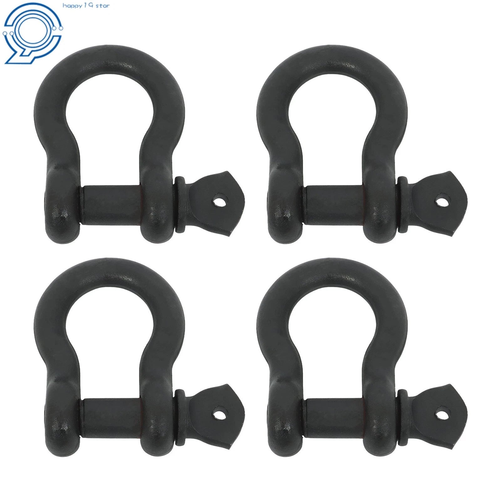 Set of 4 Bow-Shaped D Ring Shackles 3/4" Screw Pin 4.75 Ton