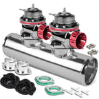 Universal Pink Type-FV 2-Bolt Blow Off Valve + 2.5" Dual Port Flange Adapter Pipe