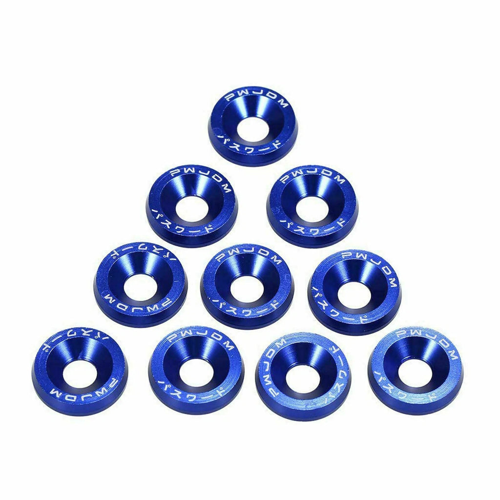 10x Blue Billet Fender Washer Bumper Bolt Kit for Subaru (2010-2021)
