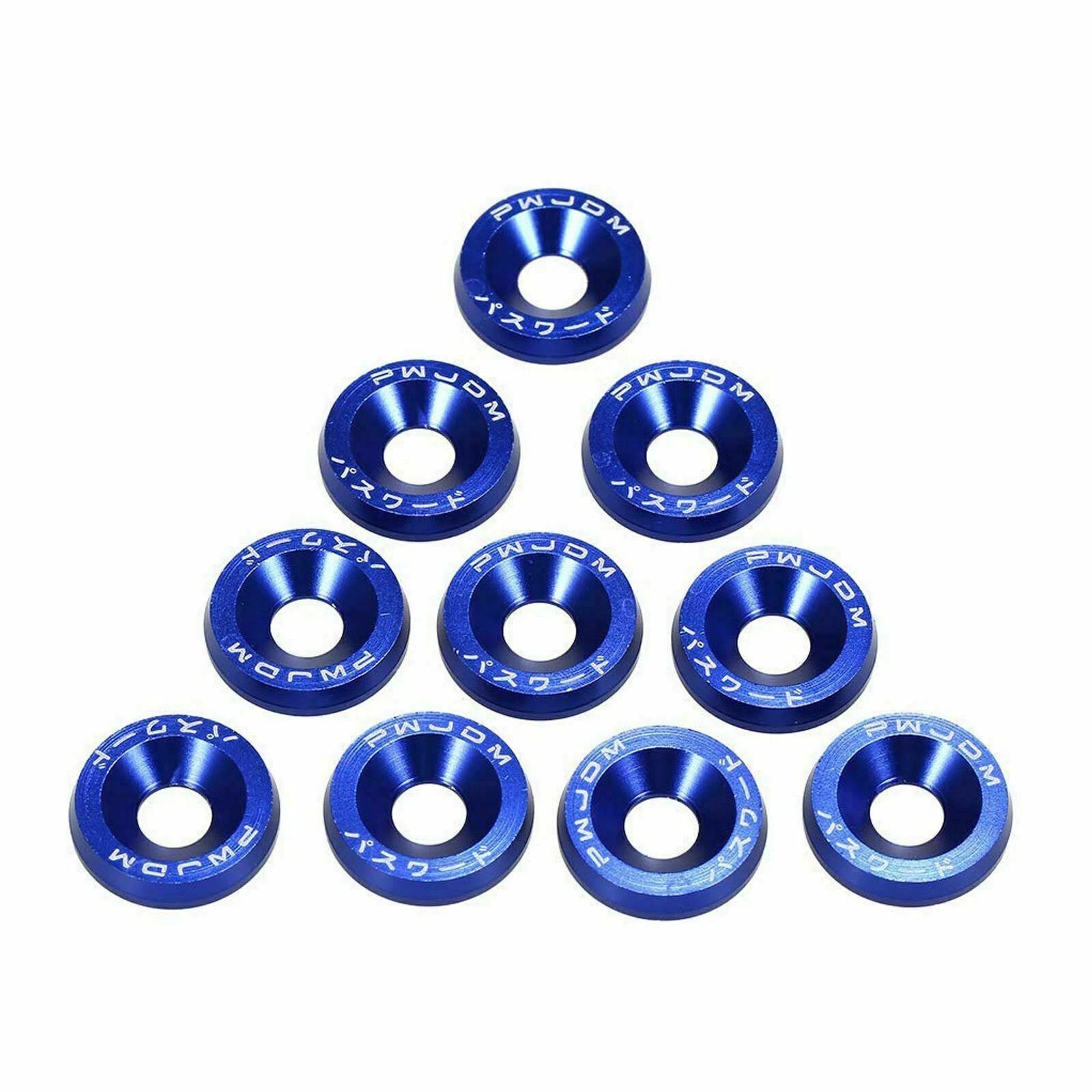 10x Blue Billet Fender Washer Bumper Bolt Kit for Subaru (2010-2021)