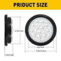 2X 4-Inch Round LED Tail Lights for Trailer Truck (12V) - Clear Lens