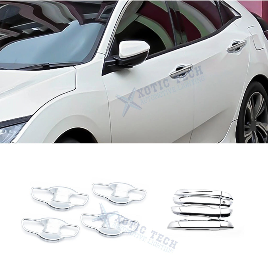Chrome Exterior Door Handle and Bowl Frame Cover for Honda Civic (2016–2021)