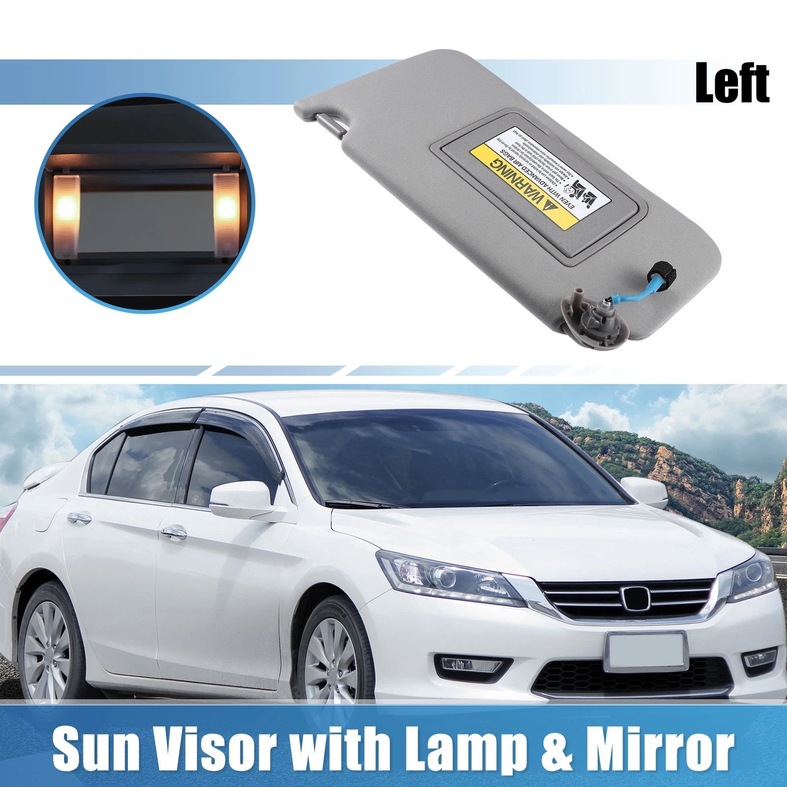 Left Driver Side Sun Visor with Light Mirror for Honda Accord (2018–2023) 83280TA0A91ZB Gray