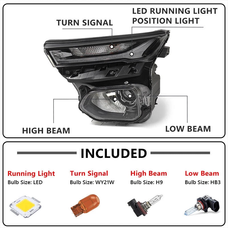 Halogen Projector Headlight Driver Left for Chevy Trailblazer (2021–2023)