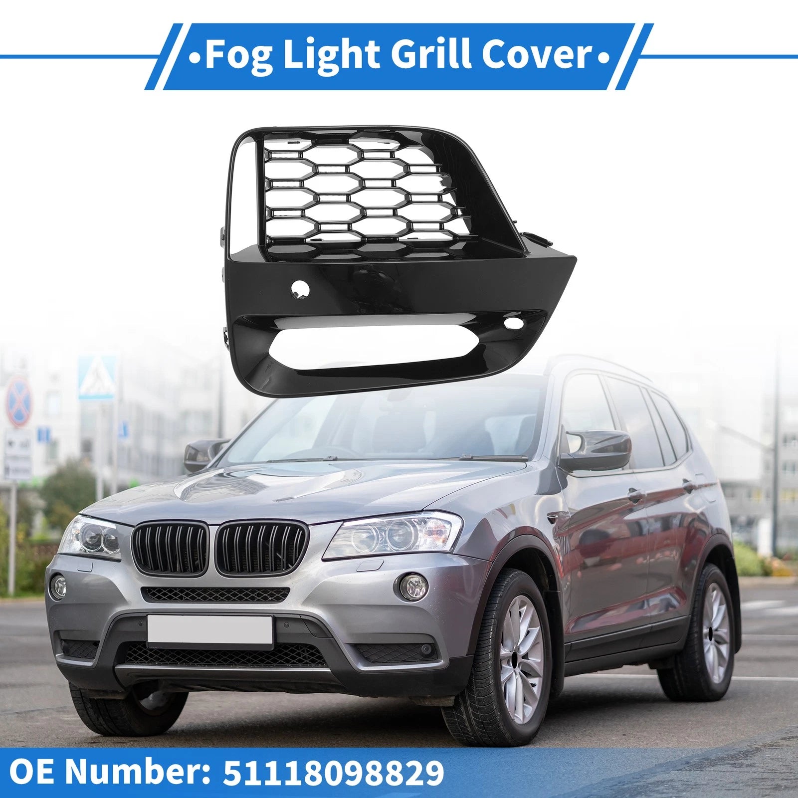 1 Pcs Fog Light Grill for BMW X3 X4 G01 G02 (2018–2021) No. 51118098829