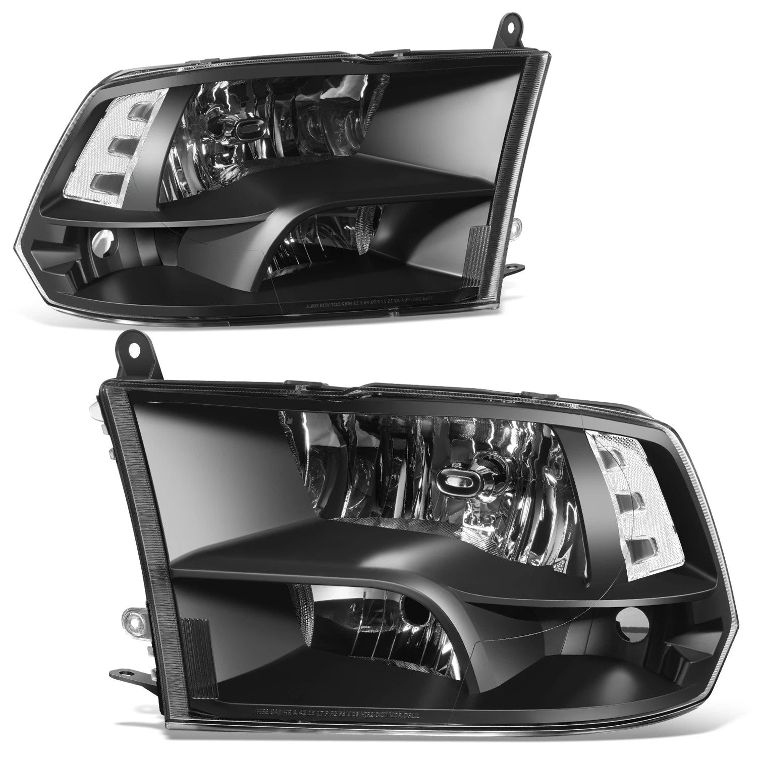 Projector Headlights for Dodge Ram 1500 2500 3500 (2009–2012) Black/Clear