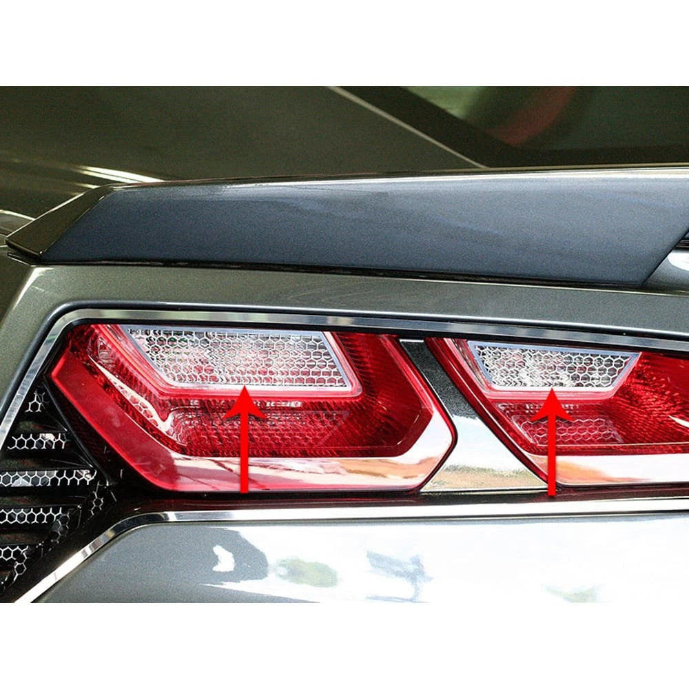 Polished Back up Light Grilles w/Aluminum Mesh for 2014-19 Chevy Corvette Z06/GS