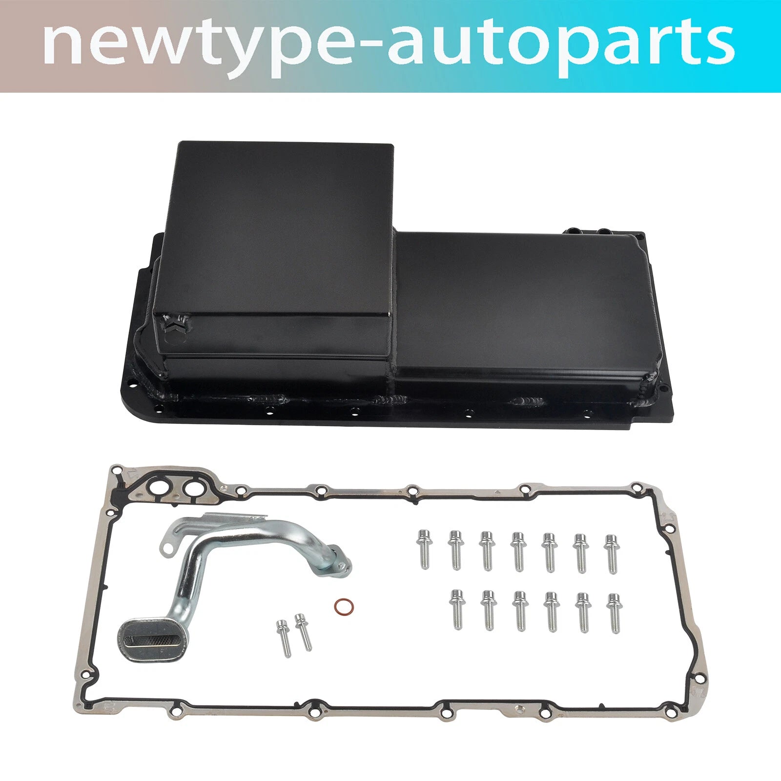 Aluminum Front Sump Oil Pan Kit for LS1 LS2 LS3 LS6 (7-Quart, Black)