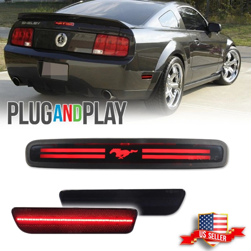 3X Smoke Red LED Rear Side Marker Lights for Ford Mustang (2005–2009)