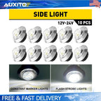 10 Pcs 3/4 Inch White Dual Function Marker Lights Strobe Steady Mode
